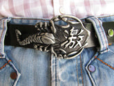 Silver Metal Big Long Black Scorpion Belt Buckle Men Fashion Cowboy Western Accessories